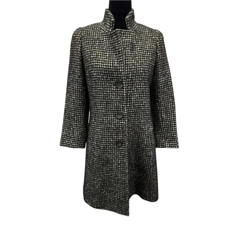 Cinzia Rocca Wool Mohair Coat Houndstooth Italy Tailored Chic US 4